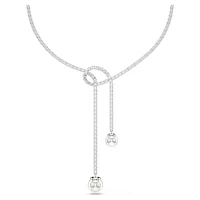 Matrix Y necklace, Crystal pearl, Round cut, White, Rhodium plated by SWAROVSKI