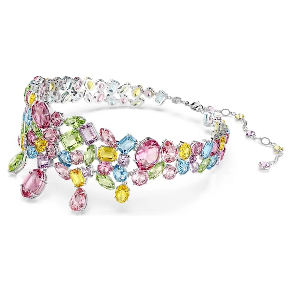 Gema choker, Mixed cuts, Multicoloured, Rhodium plated by SWAROVSKI