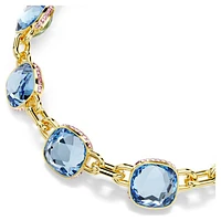 Chroma Tennis necklace, Cushion cut, Blue, Gold-tone plated by SWAROVSKI