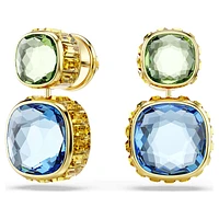 Chroma drop earrings, Cushion cut, Multicoloured, Gold-tone plated by SWAROVSKI