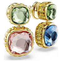 Chroma drop earrings, Cushion cut, Multicoloured, Gold-tone plated by SWAROVSKI