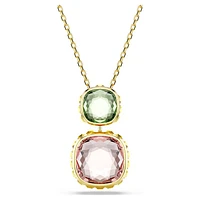 Chroma pendant, Cushion cut, Multicoloured, Gold-tone plated by SWAROVSKI