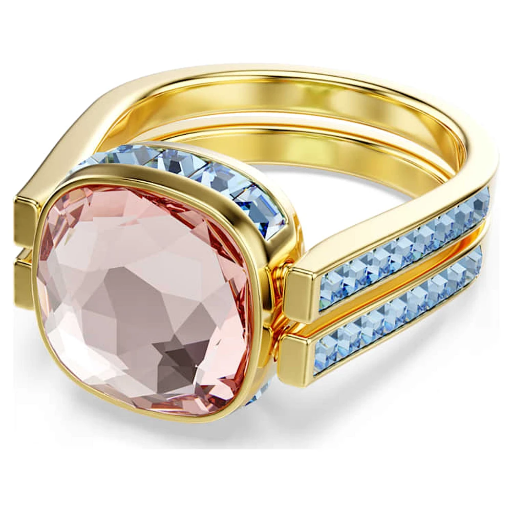 Chroma ring, Cushion cut, Multicoloured, Gold-tone plated by SWAROVSKI