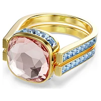 Chroma ring, Cushion cut, Multicoloured, Gold-tone plated by SWAROVSKI