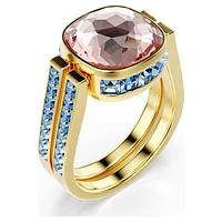 Chroma ring, Cushion cut, Multicoloured, Gold-tone plated by SWAROVSKI