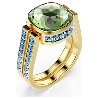 Chroma ring, Cushion cut, Multicoloured, Gold-tone plated by SWAROVSKI