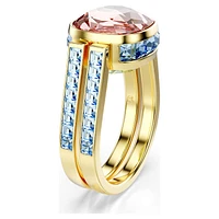 Chroma ring, Cushion cut, Multicoloured, Gold-tone plated by SWAROVSKI