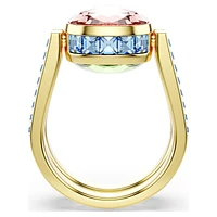 Chroma ring, Cushion cut, Multicoloured, Gold-tone plated by SWAROVSKI