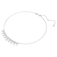 Idyllia necklace, Mixed cuts, Snowflake, White, Rhodium plated by SWAROVSKI