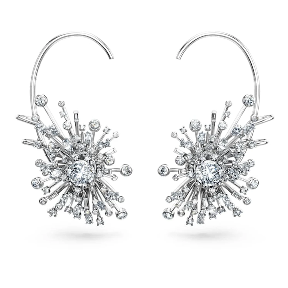 Galaxy earrings, Lab-grown diamonds 14.67 ct tw, Mixed cuts, 18K white gold by SWAROVSKI