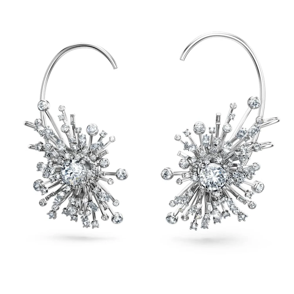 Galaxy earrings, Lab-grown diamonds 14.67 ct tw, Mixed cuts, 18K white gold by SWAROVSKI