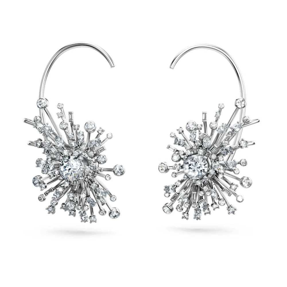 Galaxy earrings, Lab-grown diamonds 14.67 ct tw, Mixed cuts, 18K white gold by SWAROVSKI