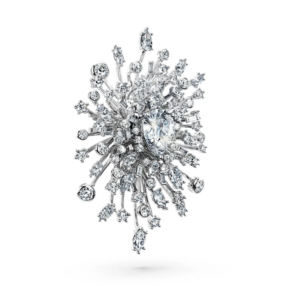 Galaxy brooch, Lab-grown diamonds 15.71 ct tw, Mixed cuts, 18K white gold by SWAROVSKI