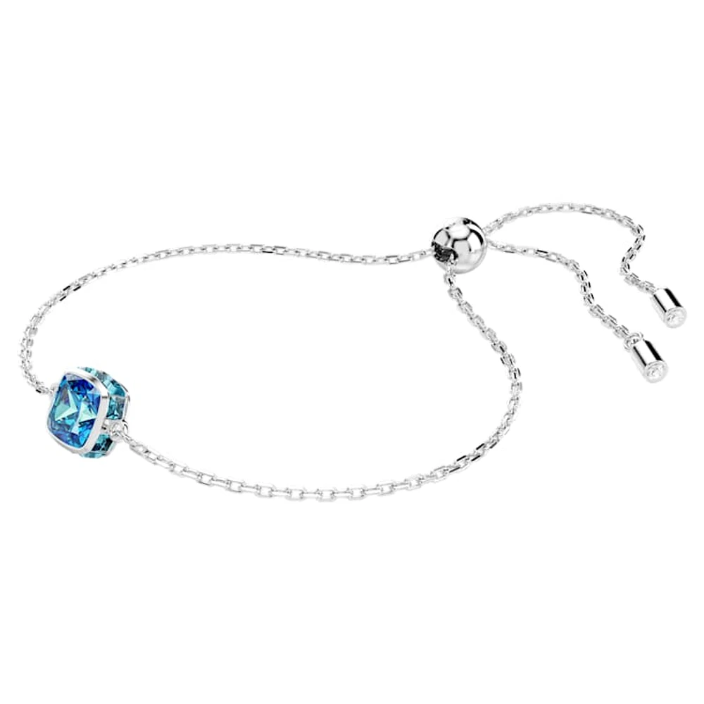 Birthstone bracelet, Square cut, December, Blue, Rhodium plated by SWAROVSKI