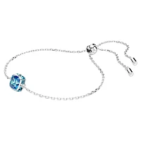 Birthstone bracelet, Square cut, December, Blue, Rhodium plated by SWAROVSKI