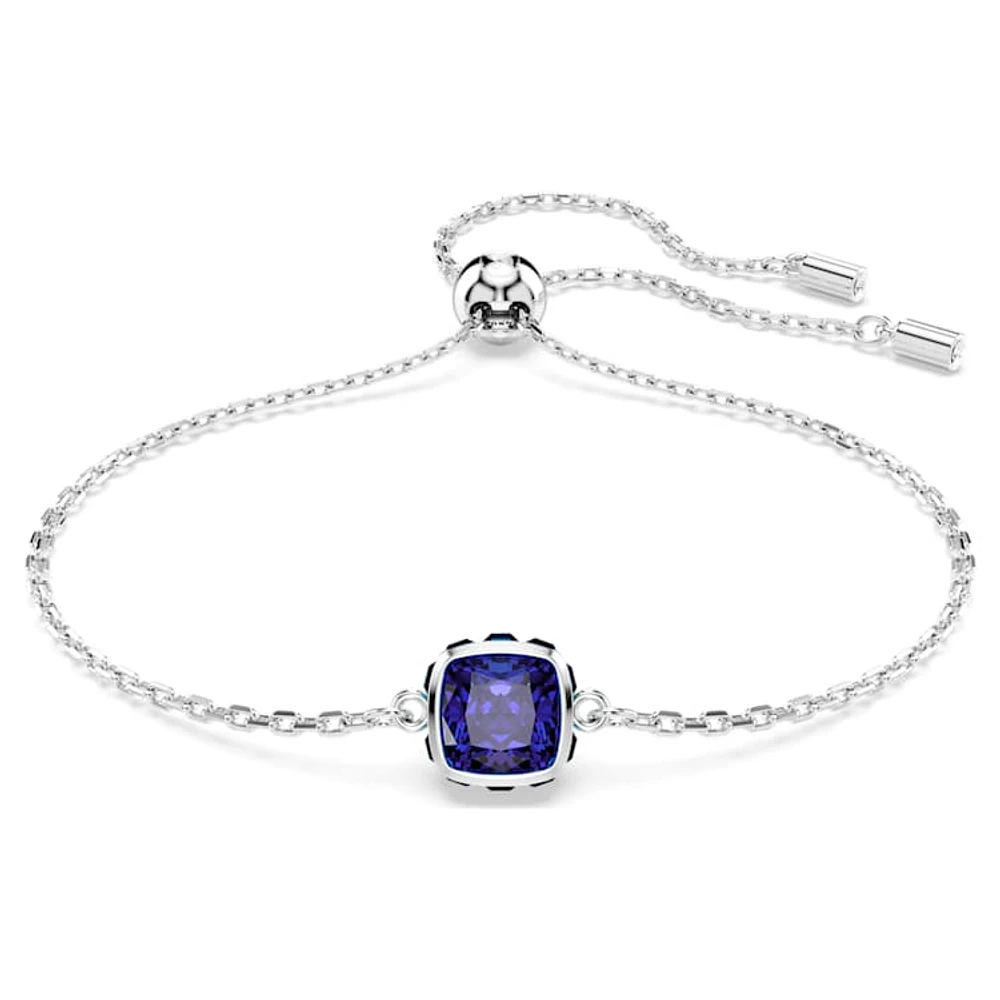 Birthstone bracelet, Square cut, September, Blue, Rhodium plated by SWAROVSKI