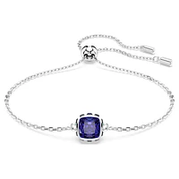 Birthstone bracelet, Square cut, September, Blue, Rhodium plated by SWAROVSKI