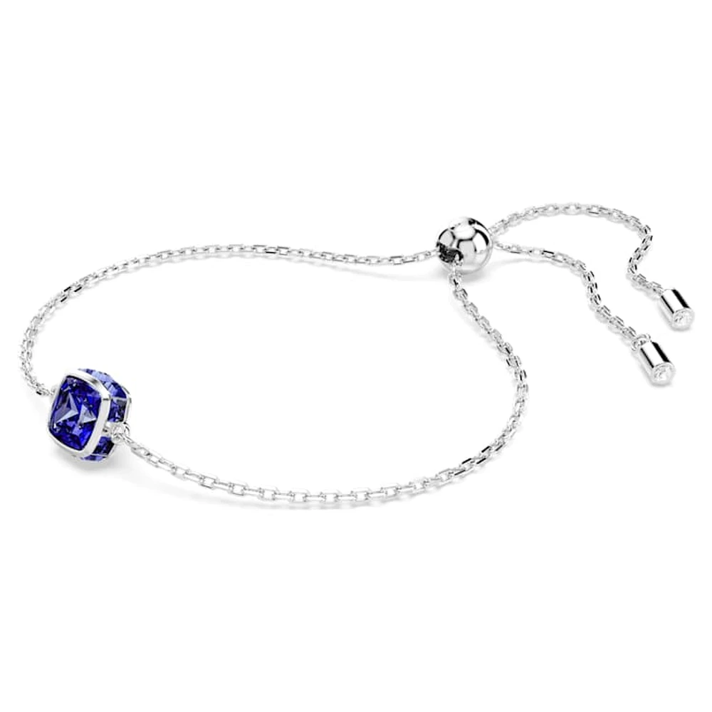 Birthstone bracelet, Square cut, September, Blue, Rhodium plated by SWAROVSKI