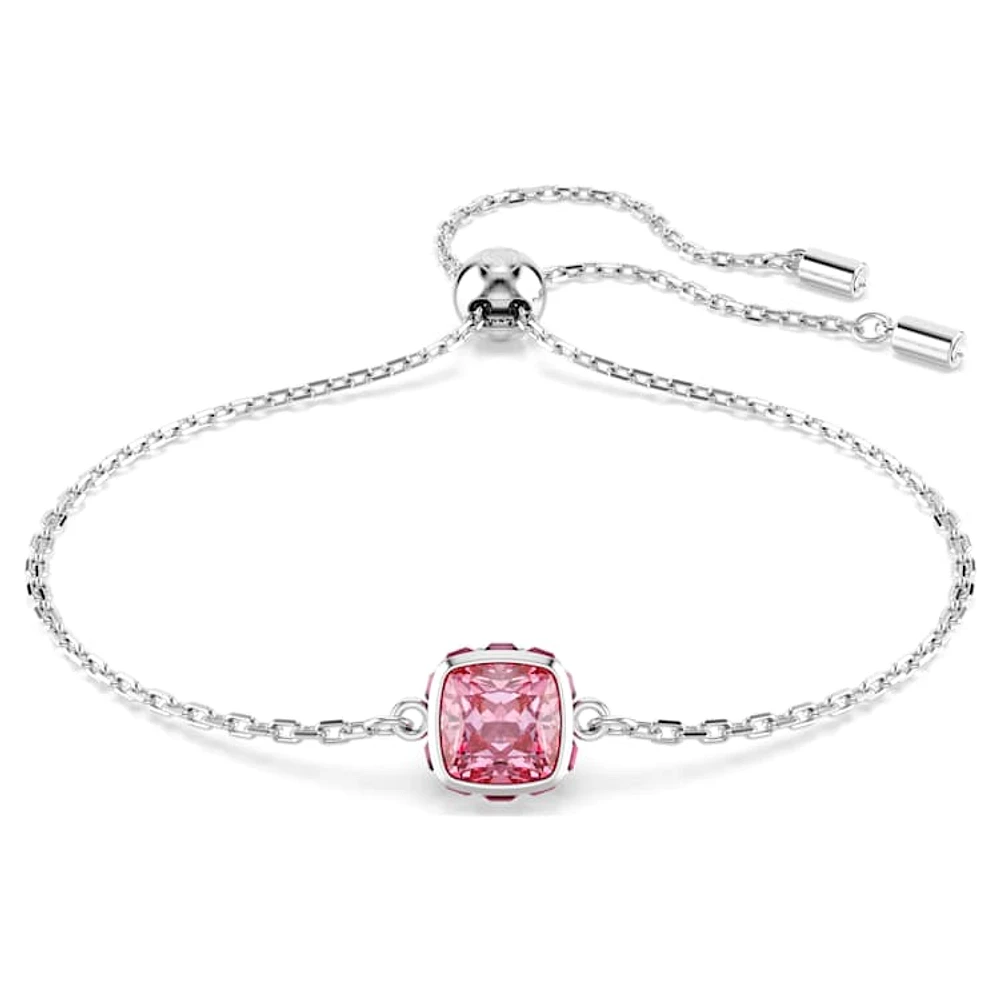 Birthstone bracelet, Square cut, October, Pink, Rhodium plated by SWAROVSKI