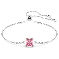 Birthstone bracelet, Square cut, October, Pink, Rhodium plated by SWAROVSKI