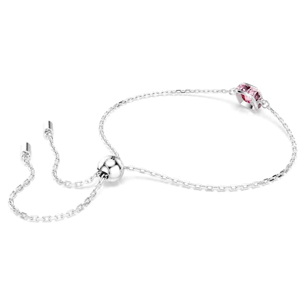 Birthstone bracelet, Square cut, October, Pink, Rhodium plated by SWAROVSKI