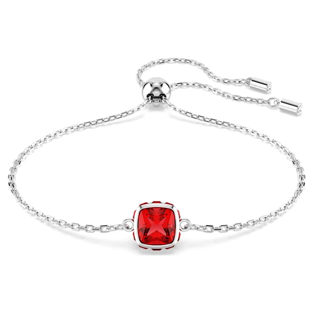 Birthstone bracelet, Square cut, July, Red, Rhodium plated by SWAROVSKI