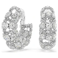 Constella clip earrings, Round cut, White, Rhodium plated by SWAROVSKI