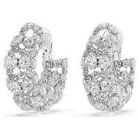 Constella clip earrings, Round cut, White, Rhodium plated by SWAROVSKI