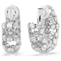 Constella clip earrings, Round cut, White, Rhodium plated by SWAROVSKI