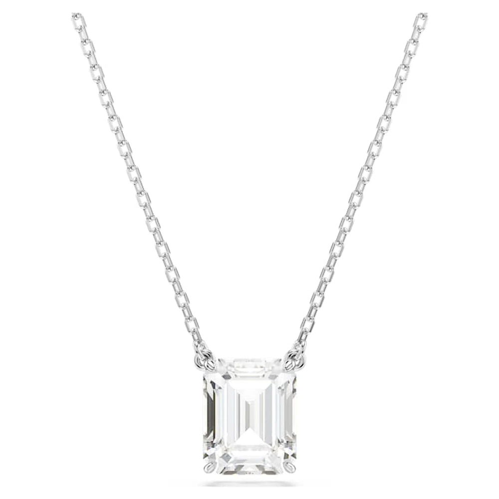 Stilla pendant, Octagon cut, White, Rhodium plated by SWAROVSKI