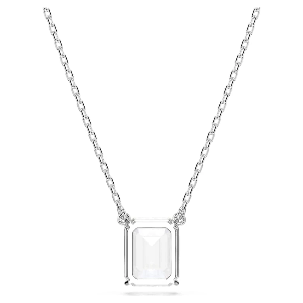 Stilla pendant, Octagon cut, White, Rhodium plated by SWAROVSKI