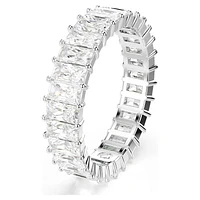 Matrix ring, Baguette cut, White, Rhodium plated by SWAROVSKI