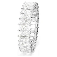 Matrix ring, Baguette cut, White, Rhodium plated by SWAROVSKI