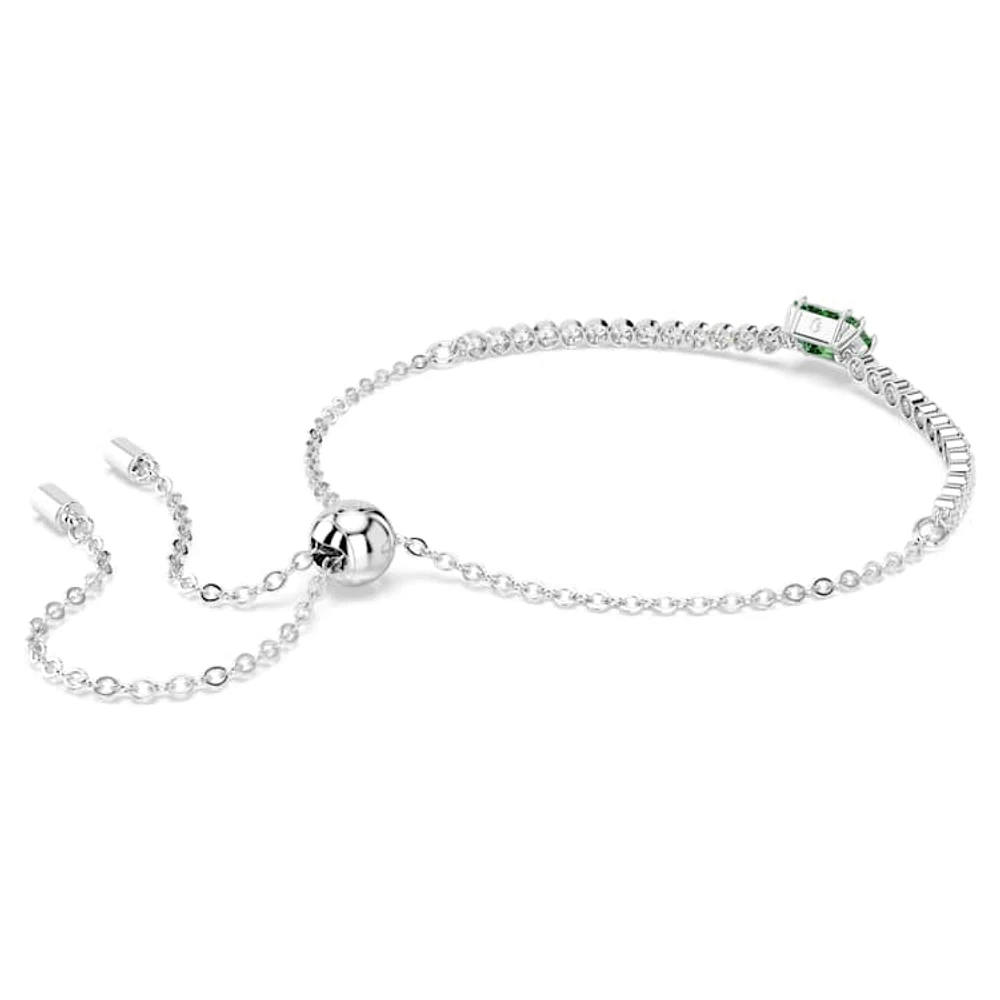 Matrix Tennis bracelet, Mixed cuts, Green, Rhodium plated by SWAROVSKI