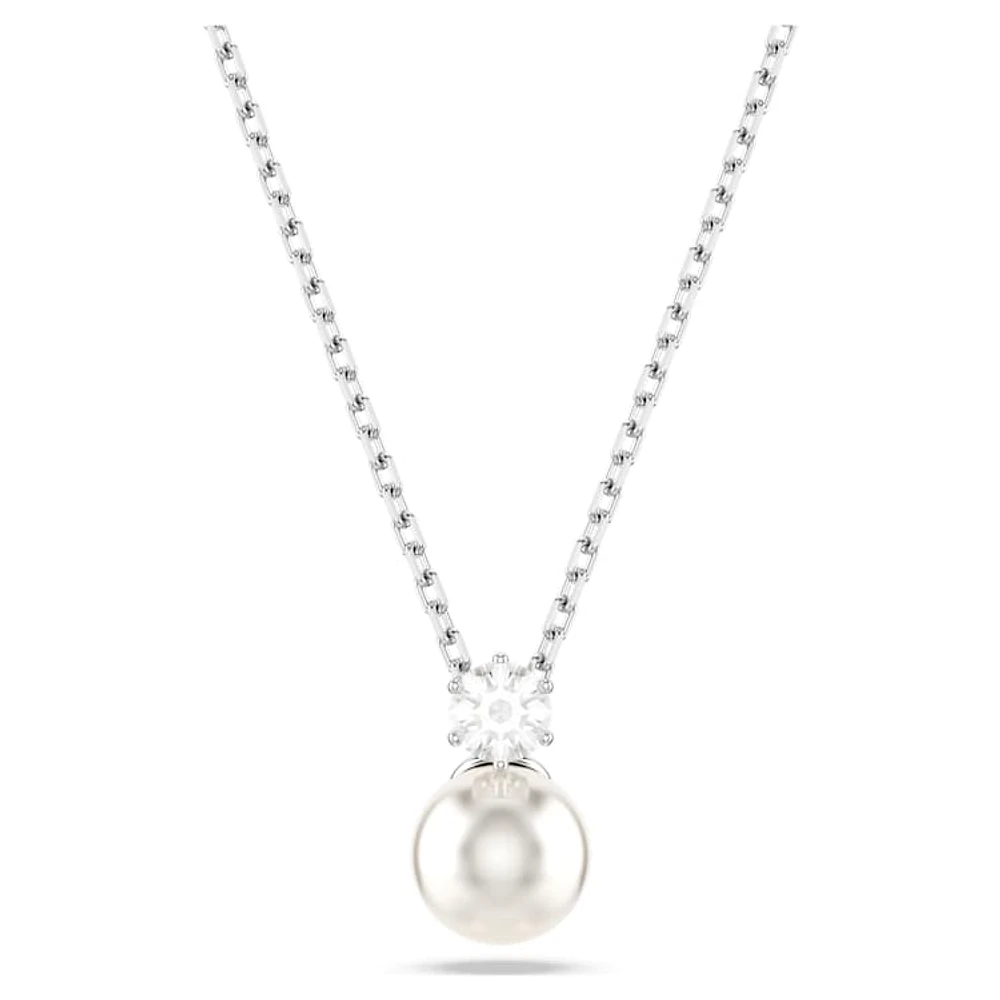 Matrix pendant, Crystal pearl, Round cut, White, Rhodium plated by SWAROVSKI