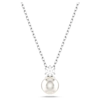 Matrix pendant, Crystal pearl, Round cut, White, Rhodium plated by SWAROVSKI