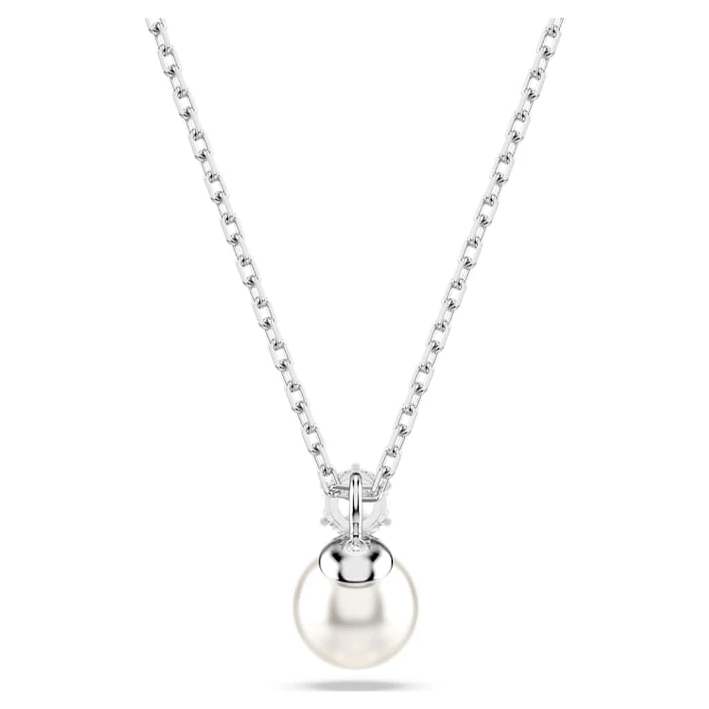 Matrix pendant, Crystal pearl, Round cut, White, Rhodium plated by SWAROVSKI