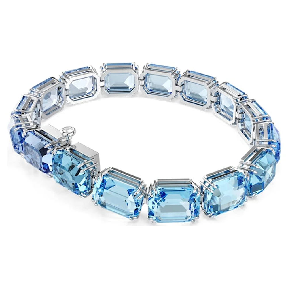 Millenia Tennis bracelet, Octagon cut, Colour gradient, Blue, Rhodium plated by SWAROVSKI