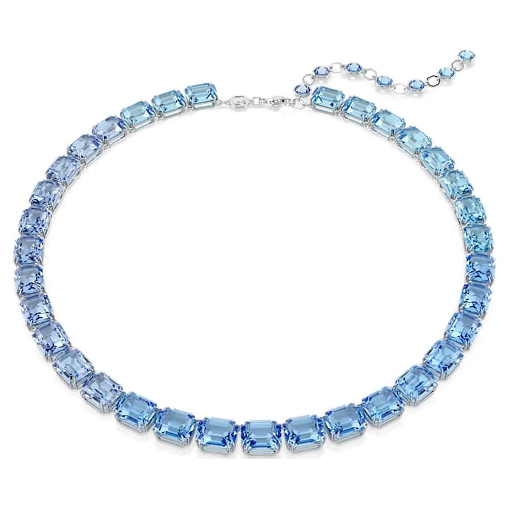 Millenia Tennis necklace, Octagon cut, Colour gradient, Blue, Rhodium plated by SWAROVSKI