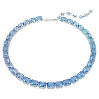 Millenia Tennis necklace, Octagon cut, Colour gradient, Blue, Rhodium plated by SWAROVSKI