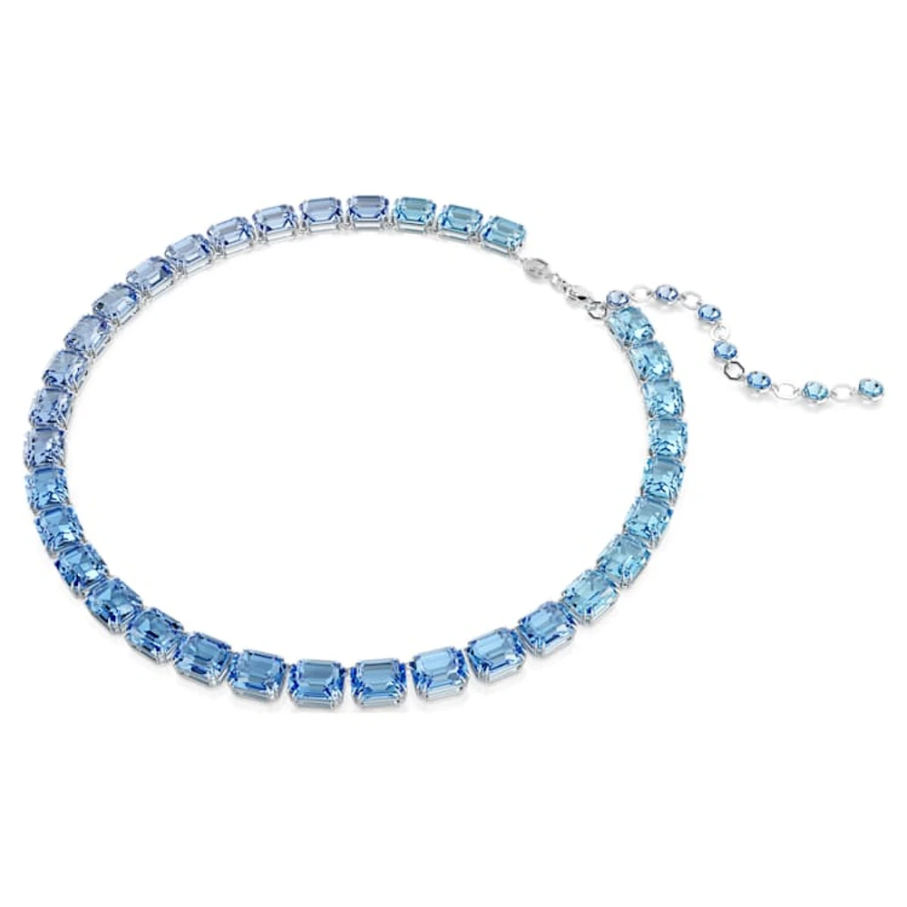 Millenia Tennis necklace, Octagon cut, Colour gradient, Blue, Rhodium plated by SWAROVSKI