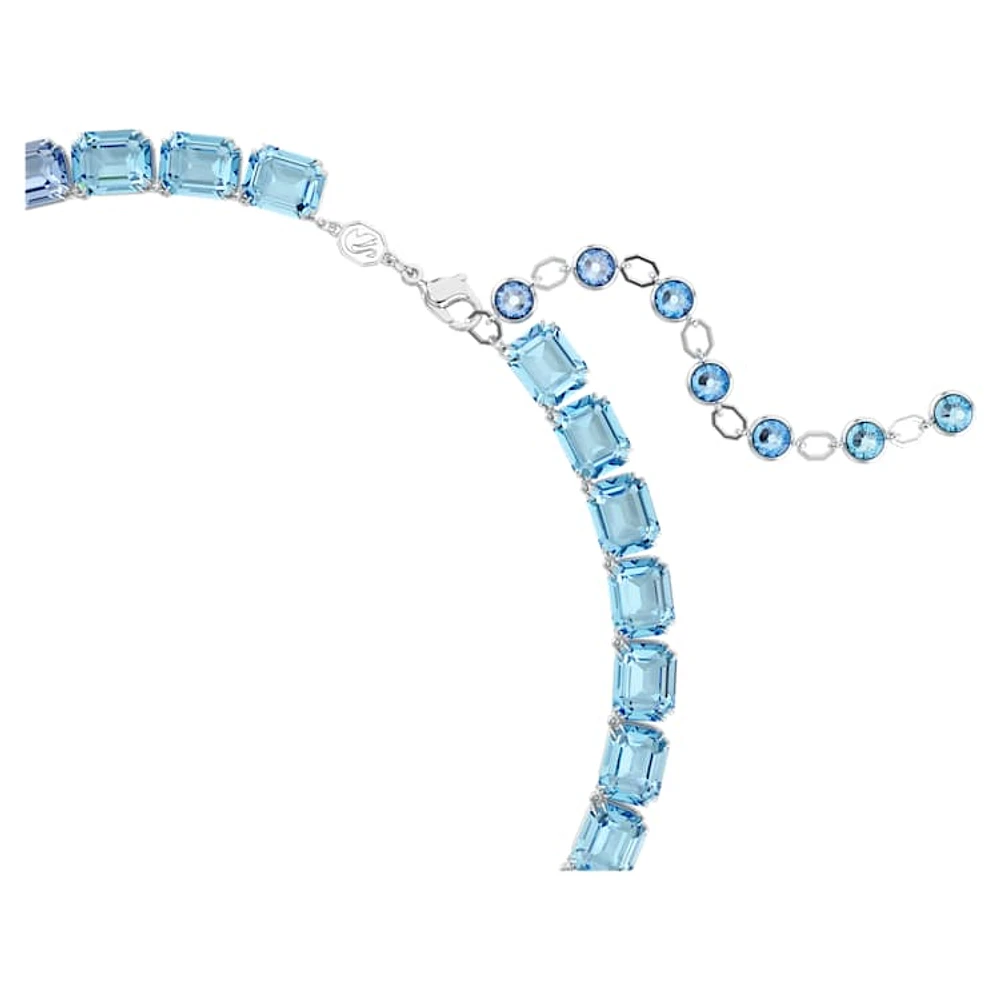 Millenia Tennis necklace, Octagon cut, Colour gradient, Blue, Rhodium plated by SWAROVSKI