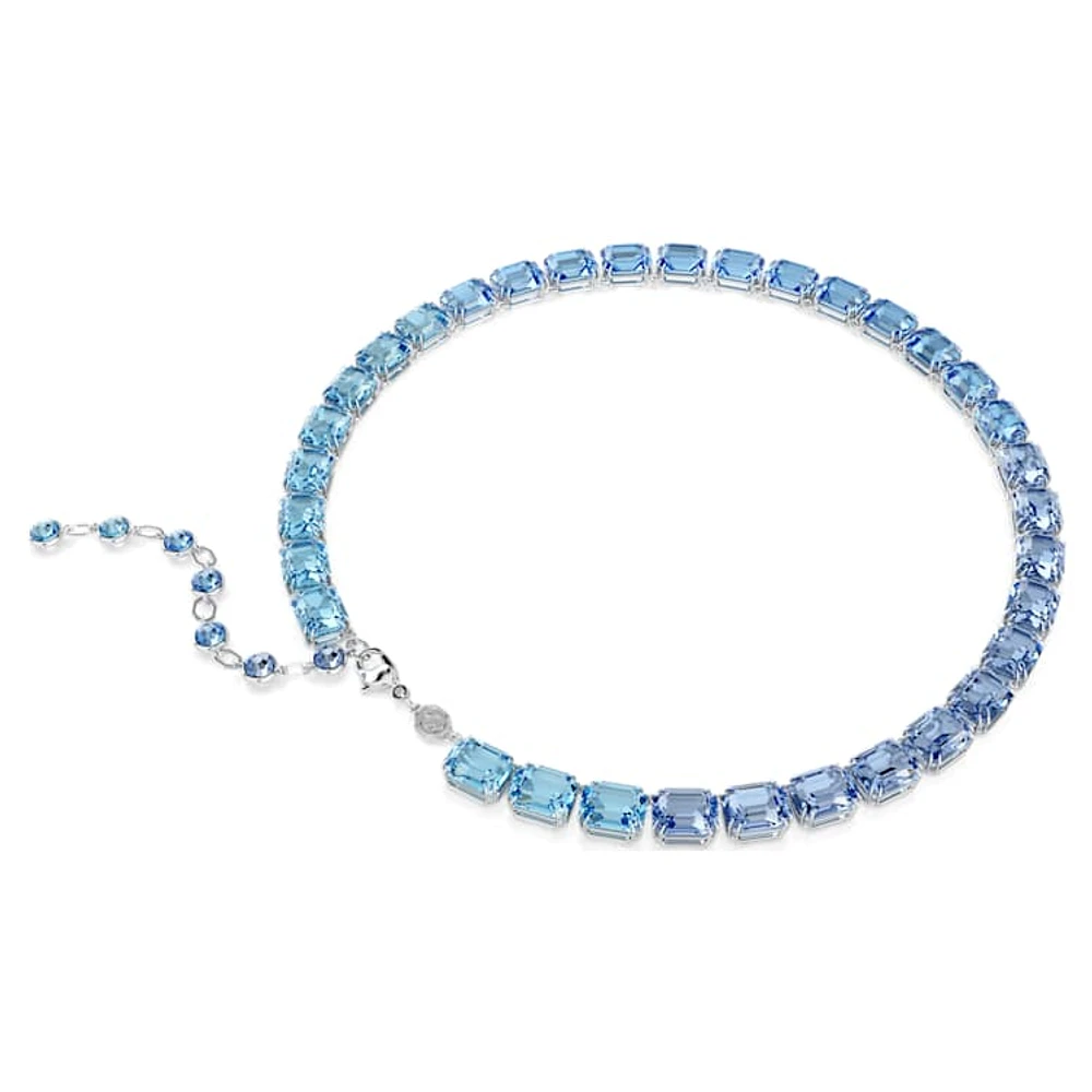 Millenia Tennis necklace, Octagon cut, Colour gradient, Blue, Rhodium plated by SWAROVSKI