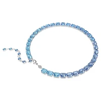 Millenia Tennis necklace, Octagon cut, Colour gradient, Blue, Rhodium plated by SWAROVSKI