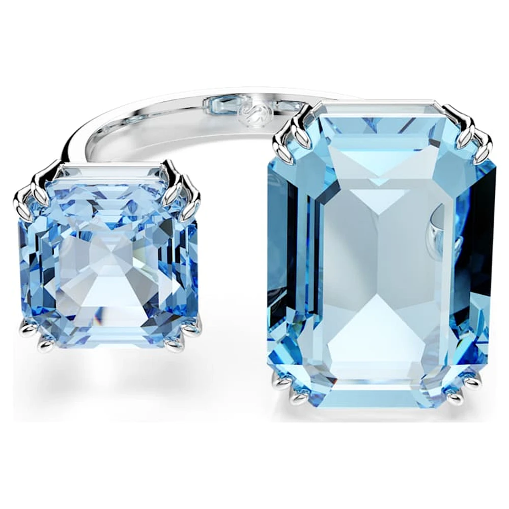 Millenia open ring, Octagon cut, Blue, Rhodium plated by SWAROVSKI