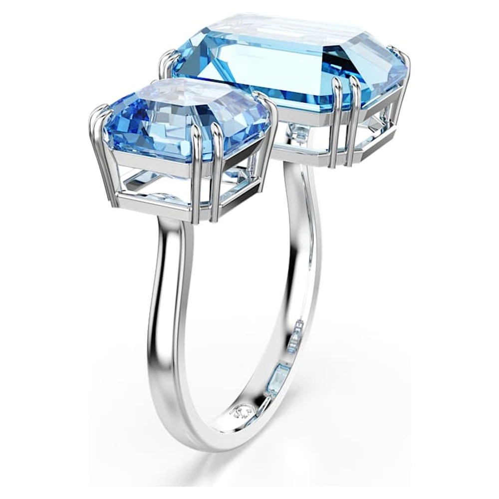 Millenia open ring, Octagon cut, Blue, Rhodium plated by SWAROVSKI