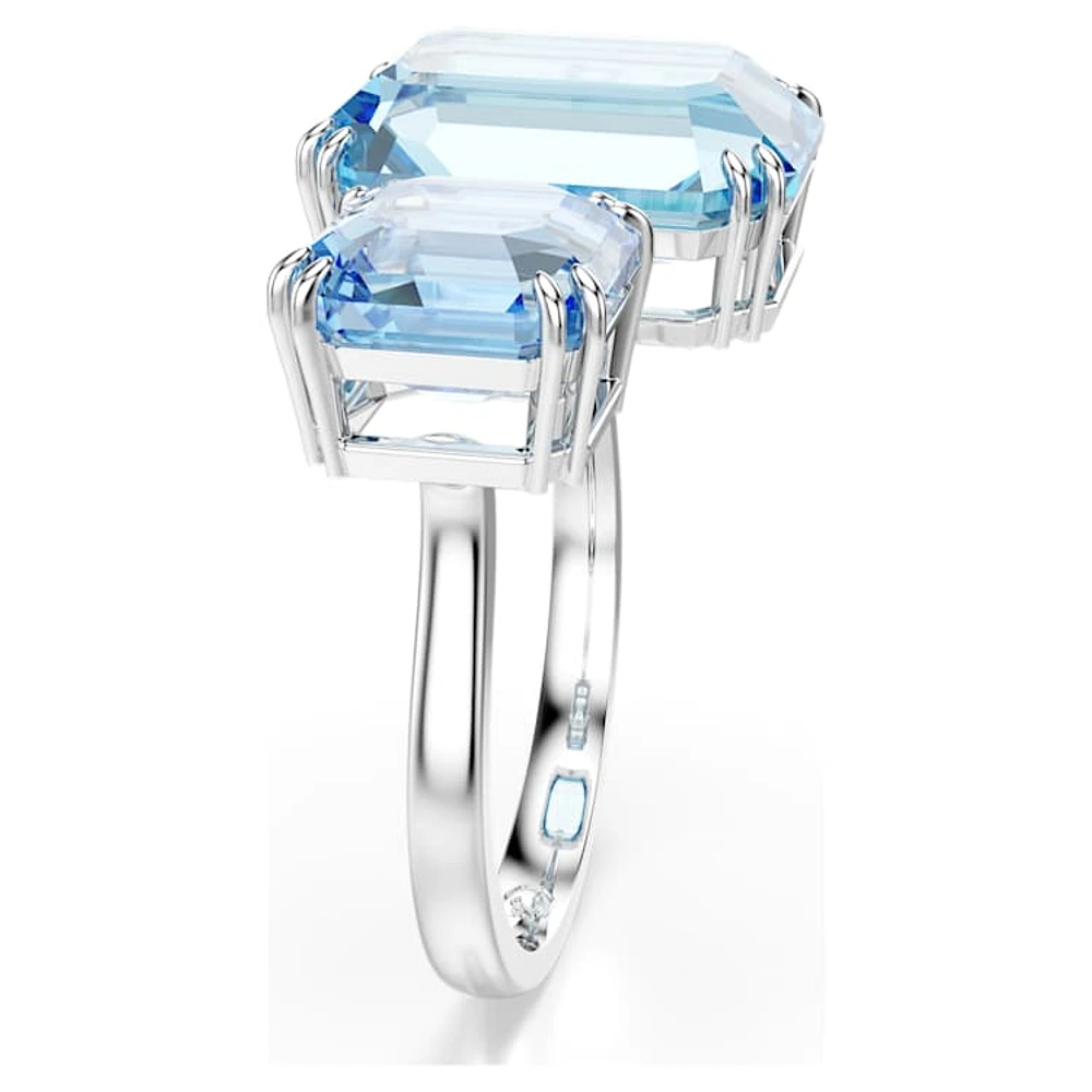 Millenia open ring, Octagon cut, Blue, Rhodium plated by SWAROVSKI