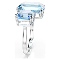 Millenia open ring, Octagon cut, Blue, Rhodium plated by SWAROVSKI