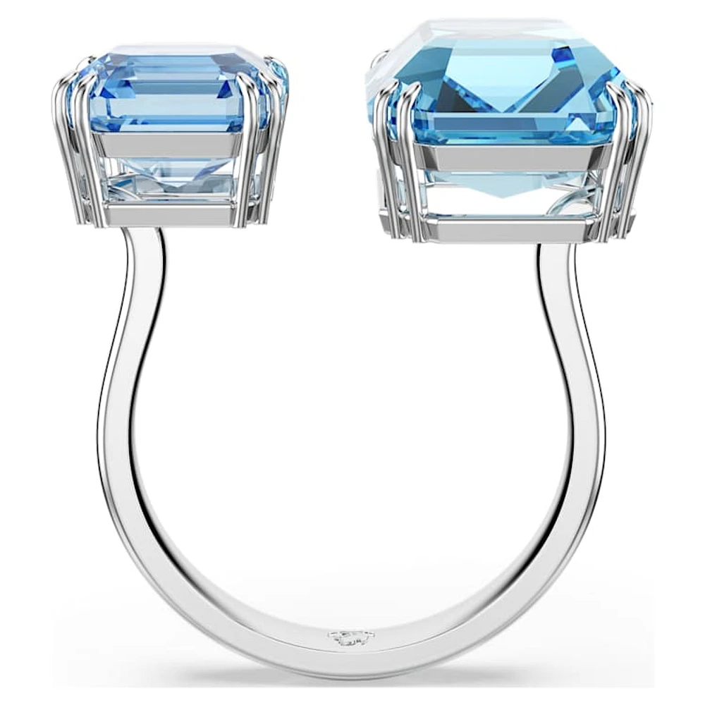 Millenia open ring, Octagon cut, Blue, Rhodium plated by SWAROVSKI