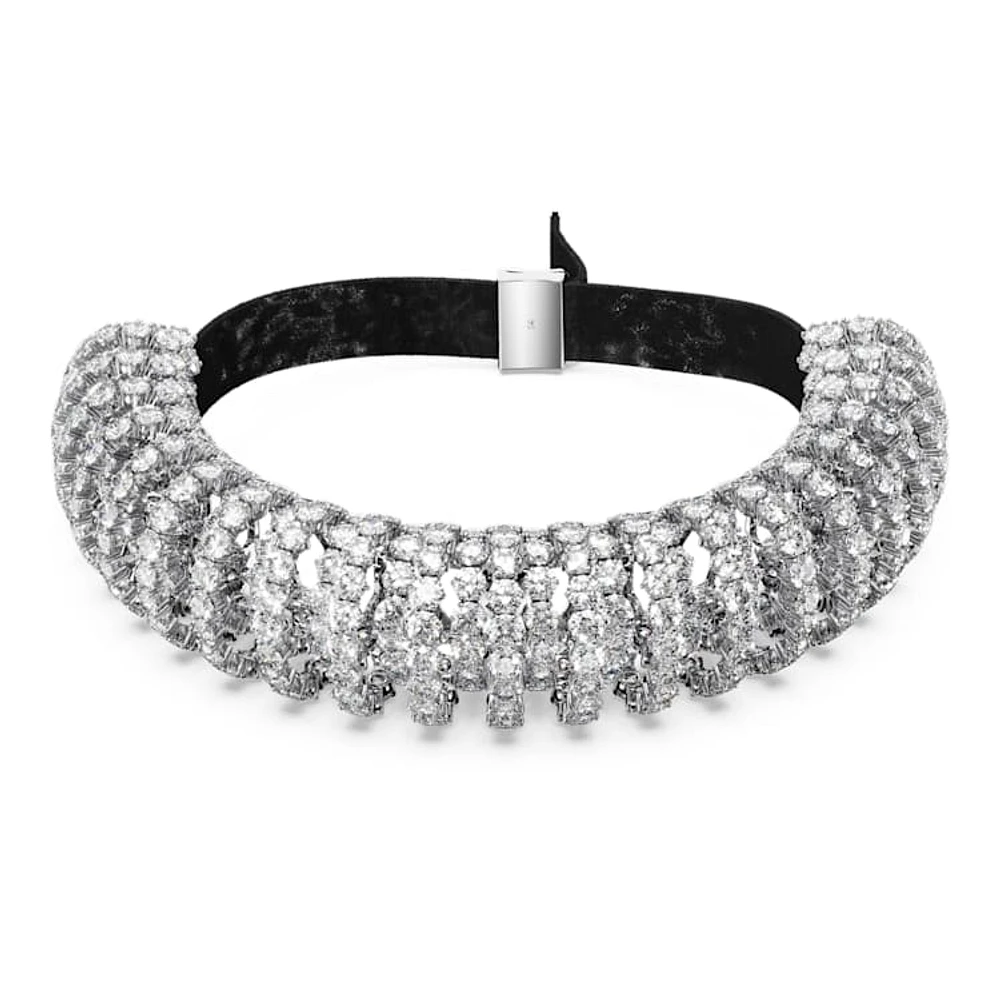 Constella choker, Round cut, White, Rhodium plated by SWAROVSKI